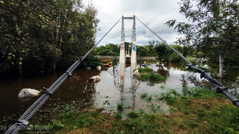 Подвесной мост - Наводнение август 2023 Подвесной мост - Наводнение август 2023