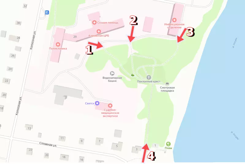 Схема прохода к скверу им. Арсеньева